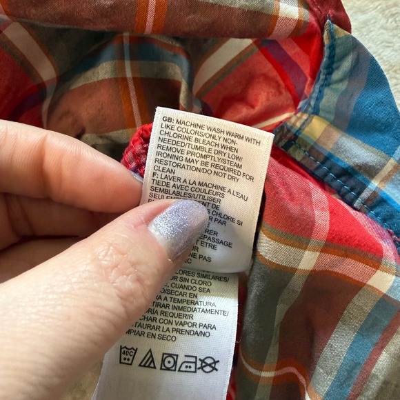 The North Face Mens Short Sleeve Plaid Button Down Shirt Red Brown CEY2 Size M - Picture 6 of 11